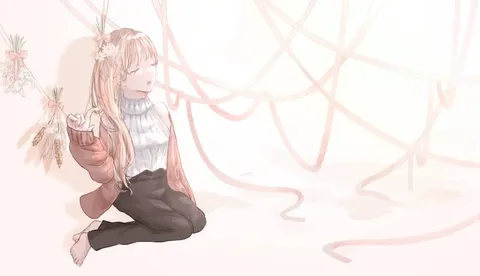 リボンとドライフラワーの少女