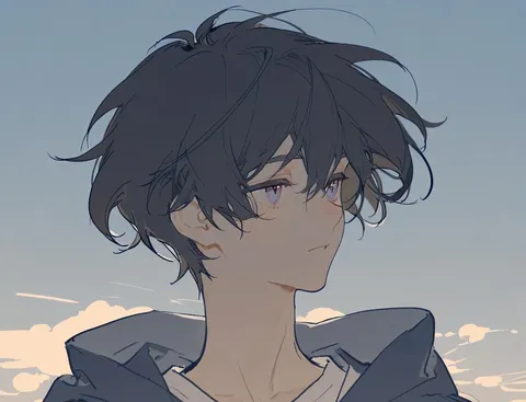 空を見つめる横顔