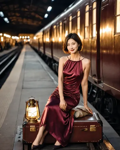 旅立ちの夜、列車とランタン