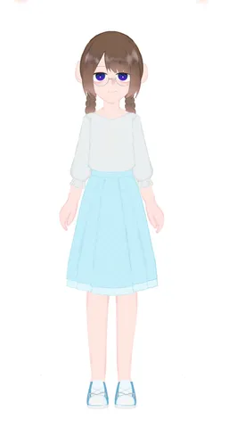 水色のスカートと柔らかな雰囲気