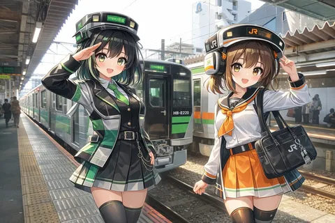 駅を彩る制服の笑顔