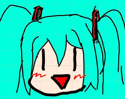 青い髪のキュートな顔