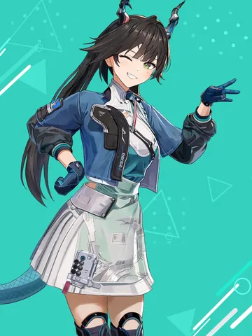輝く笑顔と未来的なポーズ