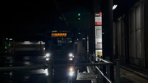 闇を裂く光、停留所の夜