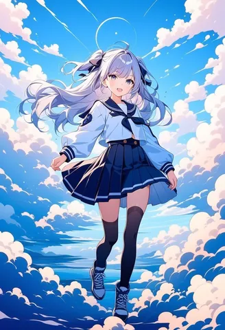 雲の上で軽やかに微笑む