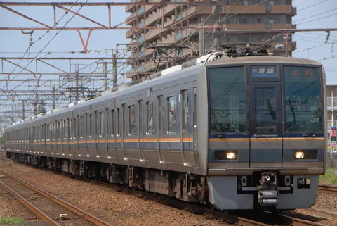 高架線と駅へ向かう日常列車