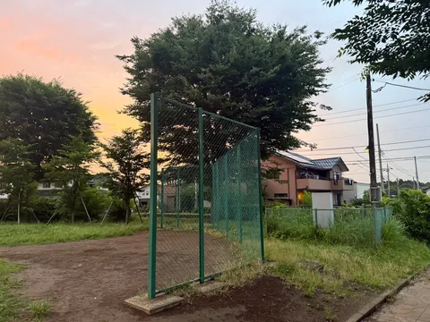 夕暮れ、静かなコートの灯り