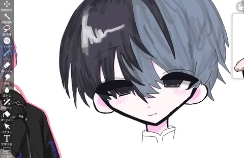 二色の髪、アニメ風の表情