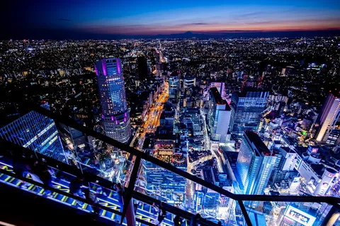 夜景を走る光の回廊