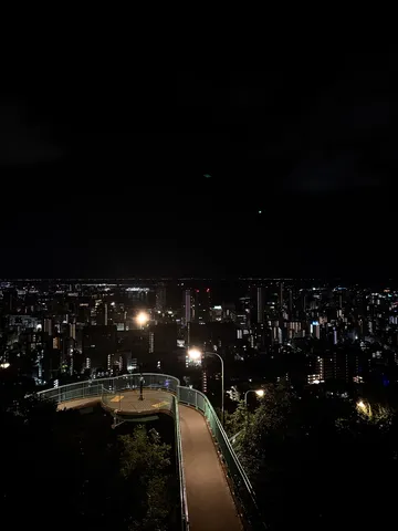 夜景へと伸びる階段道