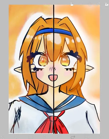 二分割されたイラスト