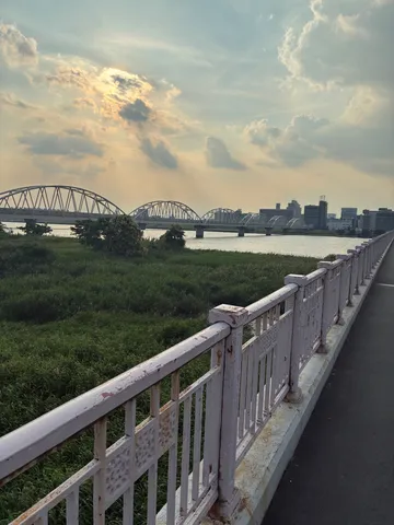 夕暮れの鉄橋と草いきれ