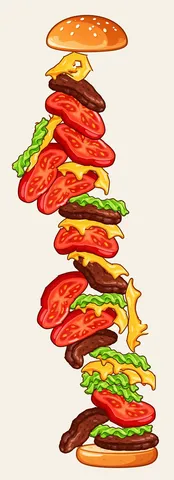 ハンバーガーの塔が生む風景