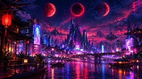 三つの月が照らす夜景
