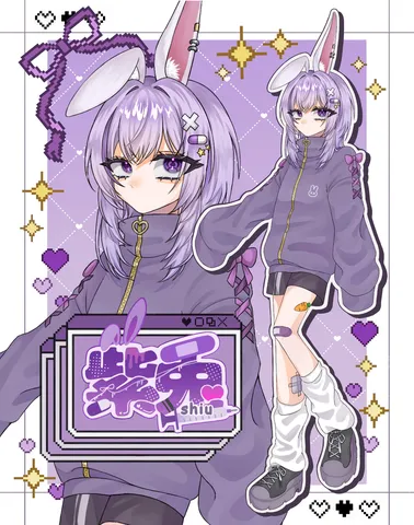 パープルウサギとピクセルアート