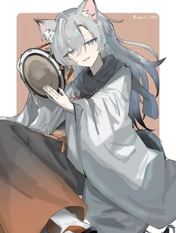 鈴の音色を奏でる和装の狼娘