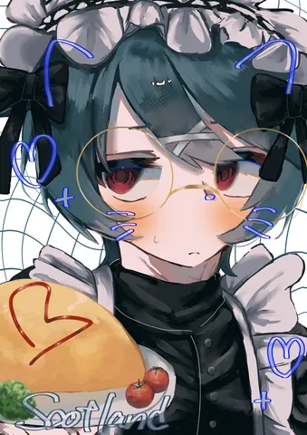 青髪のメイドとパンの印象