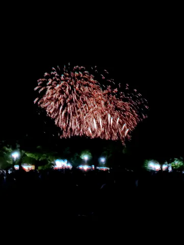 夜空に咲く赤い花火