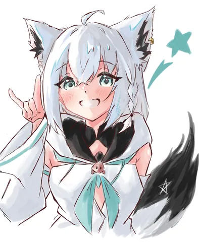 狐耳少女の元気なピースサイン