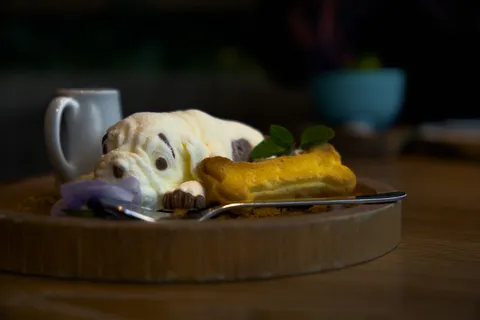 犬の形アイスと焼き菓子