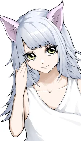 白猫耳少女の柔らかな微笑み