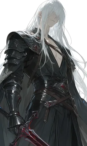 黒い鎧の白髪剣士、妖しく登場