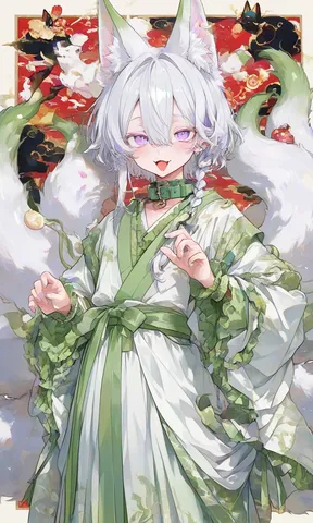 緑に包まれた白狐の神秘