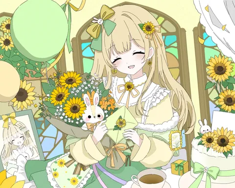 ひまわり咲き誇る祝福の笑顔