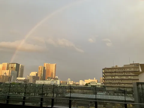 都会の風景を彩る虹