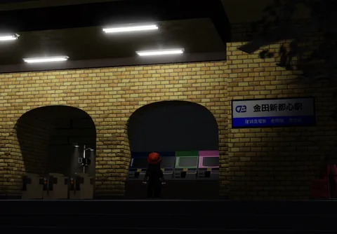 静かに輝く駅の夜