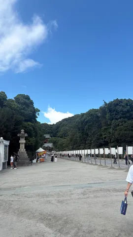 参道に続く青い空と影