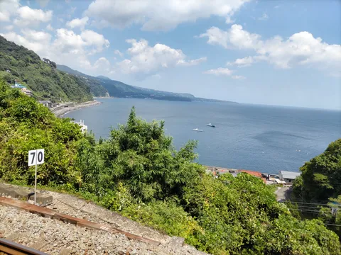海沿いの景色と鉄道