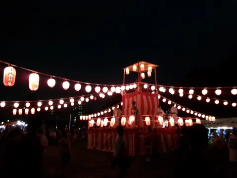 夏の夜空に灯る、幻想的な祭りの灯り