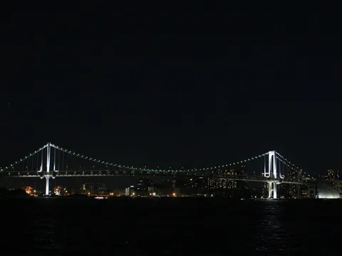 都会の夜景に輝く橋