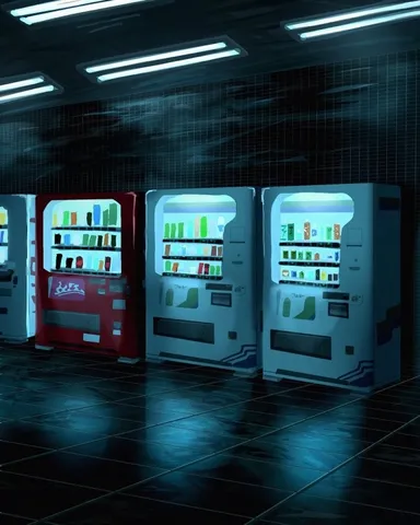 夜色に並ぶ自販機