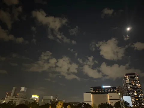 夜の空と街の影絵