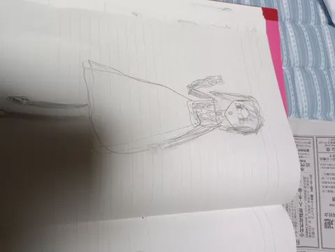 鉛筆で描いた少女のデッサン