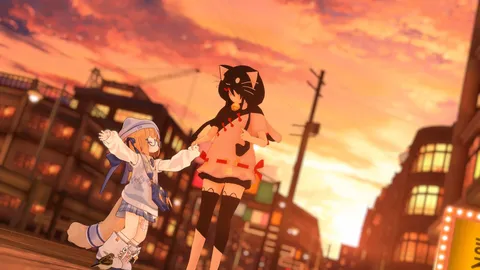 夕焼け空と二人