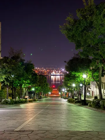 港町の夜景に誘う坂道