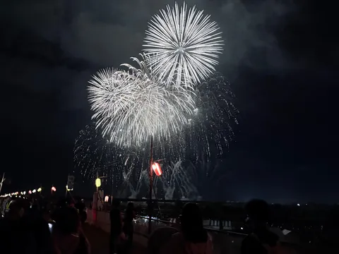 夜空に咲く白い花火