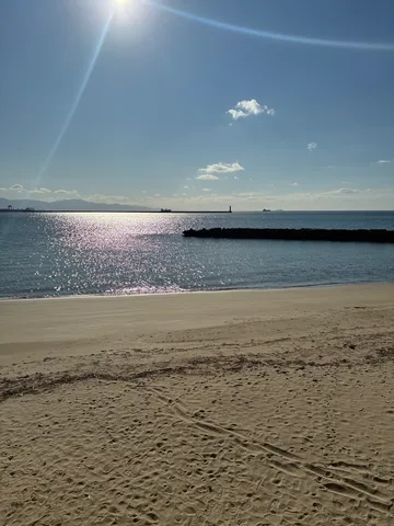 光と影のコントラスト、静かな海辺