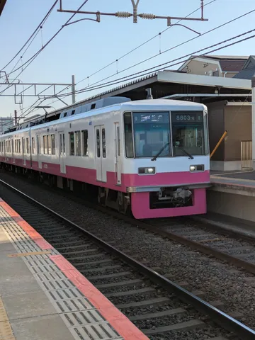 ピンクと白のコントラストが映える電車
