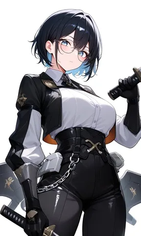 クールな眼差しと戦闘服
