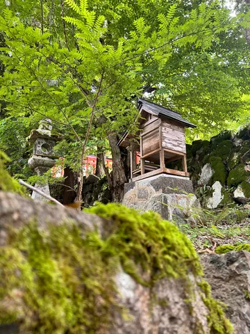 木漏れ日差し込む森の祠