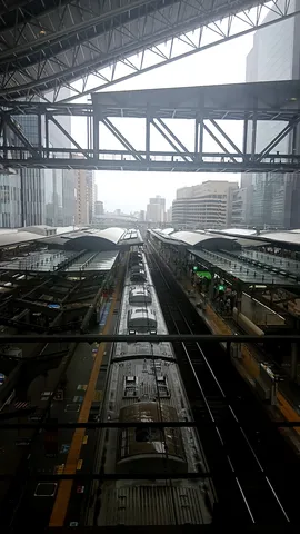 都市を横断する鉄路の景色