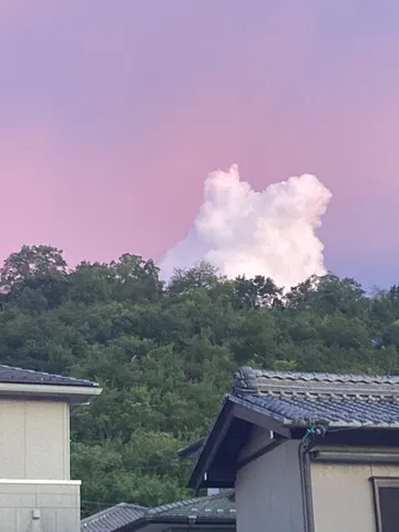 夕焼け空に浮かぶ巨大な白雲