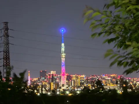 虹色タワーの夜のまなざし
