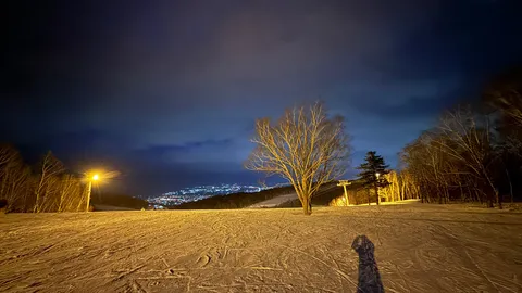 夜景と雪山の静寂