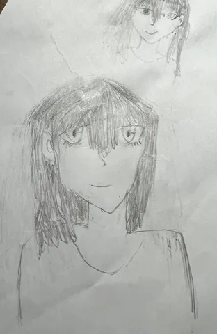 静かな視線と影の髪