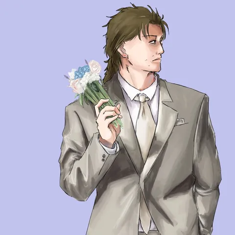花束を持つ横顔